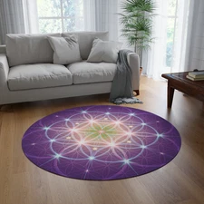 Sacred Geometry Area Rug purple Rug spiritual Rug flower of life Floor Rugs