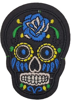 SUGAR SKULL DAY OF THE DEAD PATCH DIA DE LOS MUERTOS Iron On Embroidered