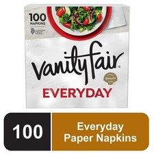 Vanity Fair Everyday Napkins, 1 Pack 100 Count, 2 Ply White Dinner Paper Napkins