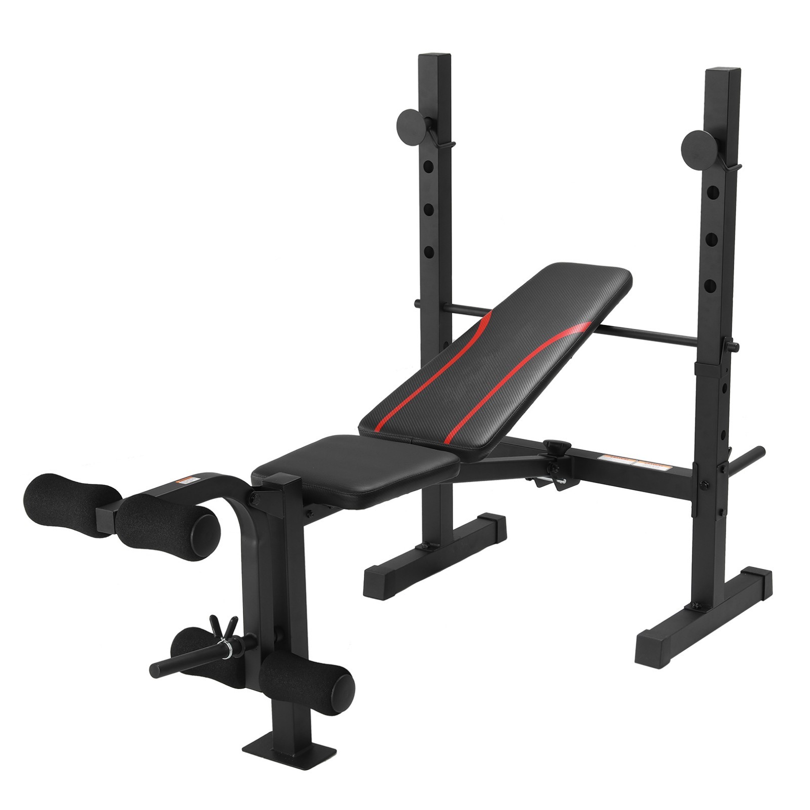 600LBS Adjustable Steel Weight Bench Barbell Rack Combo Set for Home Gym, Black