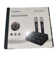Rybozen Wireless Microphone Karaoke Mixer System, Dual Handheld PA System