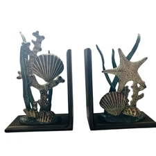 SPI San Pacific SF Nautical Home Pair of Cast Aluminum and Iron Shell Bookends