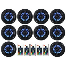  10 Genuine Marine 6.5" 1500w Marine Boat Speakers w/LED Black/Black Grilles