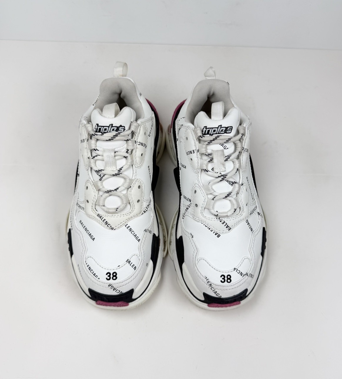 Size 38EU/8W - Balenciaga Triple S All over Logo Sneakers💗 RETAIL $1K! thumbnail 3