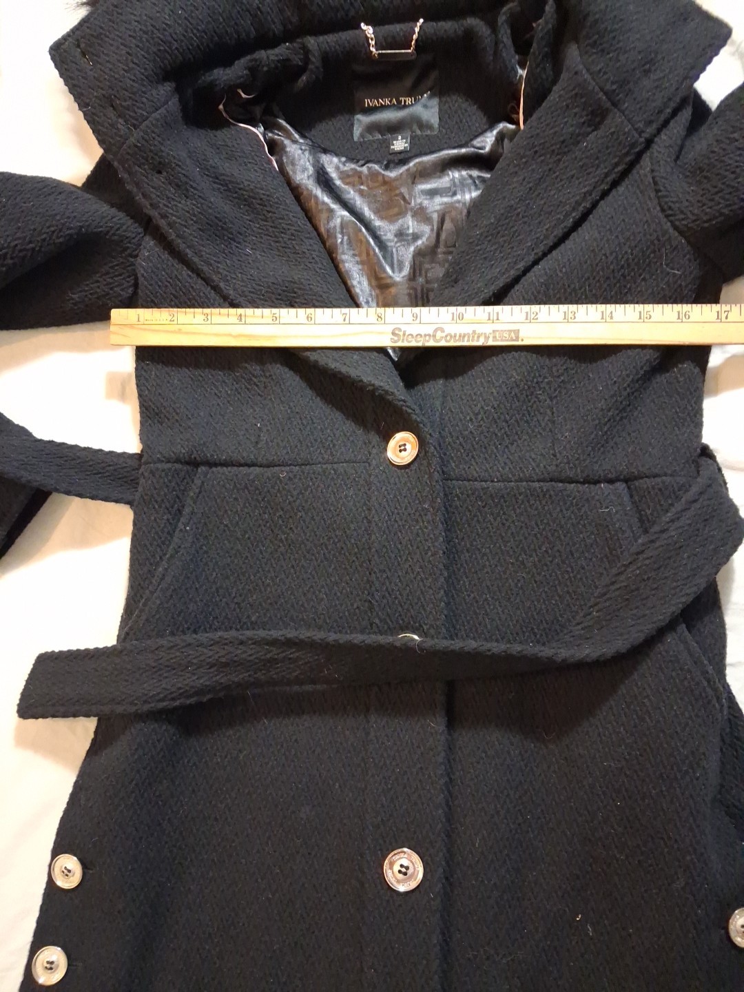 Ivanka Trump Women's Wool Blend Military Style Coat Size 2 Black Belted image 9