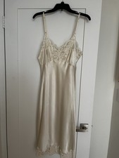 Eve Stillman Couture Vintage Midi Cream Slip Dress w/adjstble Straps, Sz 34