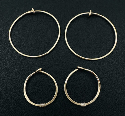 2 PAAR - Nachlass massive 14K Gelbgold Draht Creolen nach Maß, 2,2 g