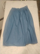 VTG Denim Midi Skirt Womens 12 Blue Prairie 90s Cottagecore Grunge Distressed