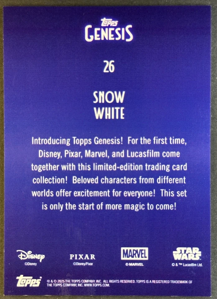 2025 Topps Genesis 迪士尼白雪公主 #26 红色珠光 2/5 — 第 2/2 张图片