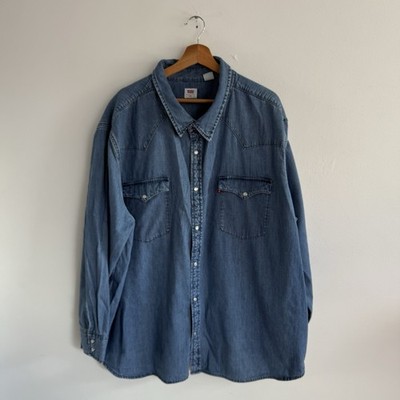 Levis Jeanshemd Herren 4XL XXXXL Blau Western Cowboy USA Pearl Snap Standard