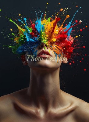 Foto A4 Frau Portrait künstlerisches Farbposter (4208)