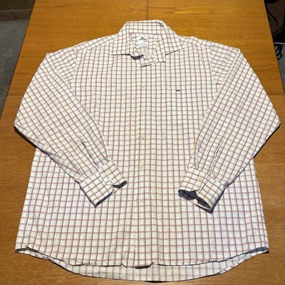 Lacoste Shirt Men s Size Large Windowpane Check Button Down Long Sleeve Cotton