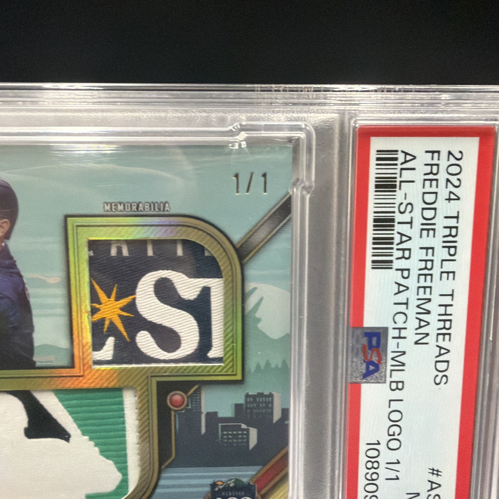 2024 Triple Threads Freddie Freeman 1/1 All-Star Game Worn Logoman Patch PSA 9 view 9