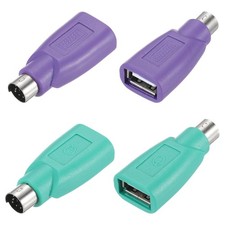 4 Pcs PS/2 to USB Port, PS/2 to USB Adapter PS/2 Female to USB Male Green/Purple