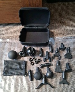 16Pcs Replacement Deep Tissue Massage Gun Heads  BLACK AND Adapter Parts & Case
