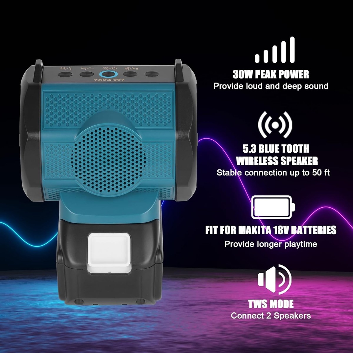 Bluetooth Speaker for Makita 18V Portable Bluetooth Radio Stereo