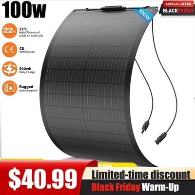 12V 100W Portable Flexible Solar Panel for Camping/RV/Home/Car Battery/Rooftop