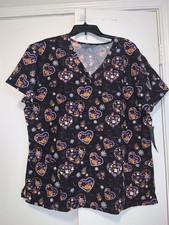 Serene Women's Scrub Top Nursing Uniform Shirt 2XLSize Halloween   