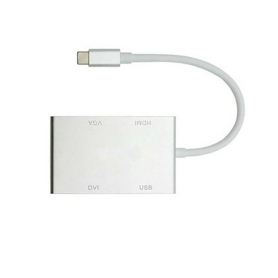 4 in 1 USB-C Type-C to 4K HDMI VGA DVI Converter USB 3.0 Hub Adapter For Mac D