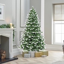 7ft Artificial Christmas Tree White-Tipped PE PVC 2414 Tips Hinged