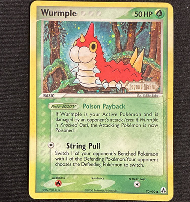 HP Nintendo Pokemon TCG Wurmple 70/92 EX Legend Maker 2006 Stamped Reverse Holo