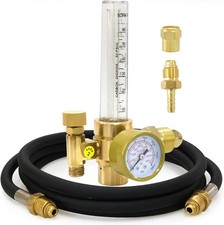 Argon CO2 Flow Meter Gas Regulator Gauge with 6.6Ft Gas Hose for MIG Welding ...