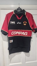 ASICS Bradford Bulls Rugby League Jersey Black Away Kit 1998 Shirt Size Small S