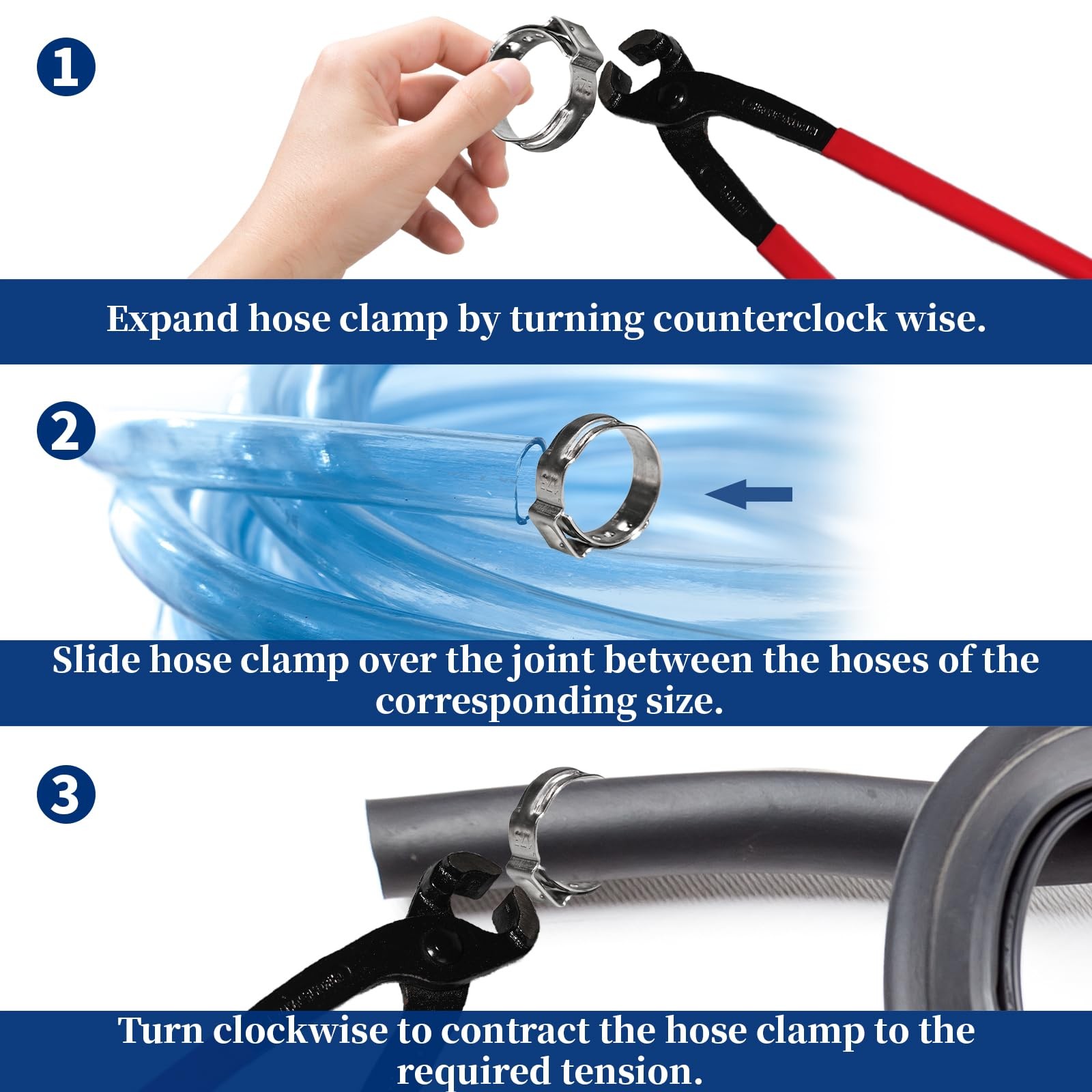 192 Pcs 12 Sizes Goobetter Single Ear Hose Clamps Stainless Steel with Ear