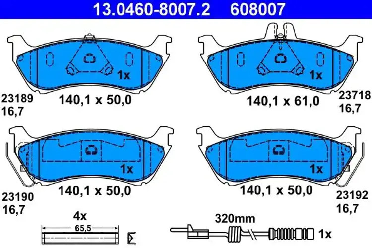 Brake pads 13.0460-8007.2 ATE for MERCEDES-BENZ M-CLASS