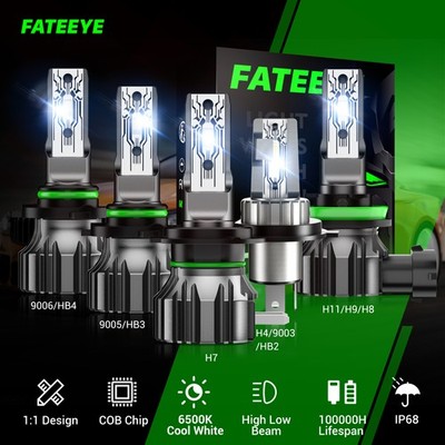 2X H1 H4 H7 H8 H9 H11 LED Scheinwerfer 100W 30000LM 6500K Halogen Wei Super Hell