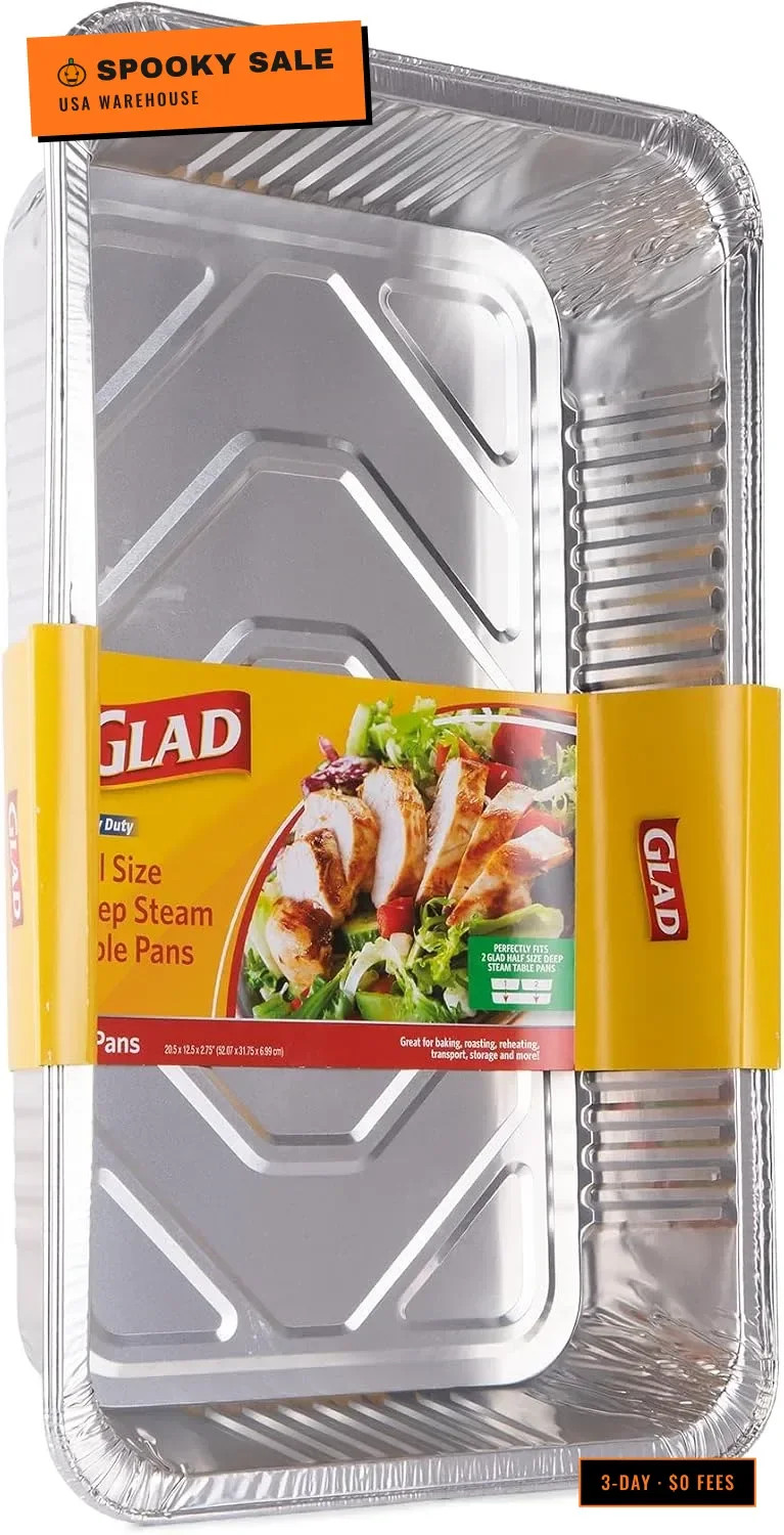 Aluminum Foil Pans, Full Size Steam Table Pans, 2 Count