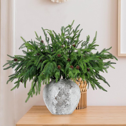 Durable Waterproof Norfolk Pine Branches - 16PC Set for Enchanting Holiday Decor - Picture 6 of 8