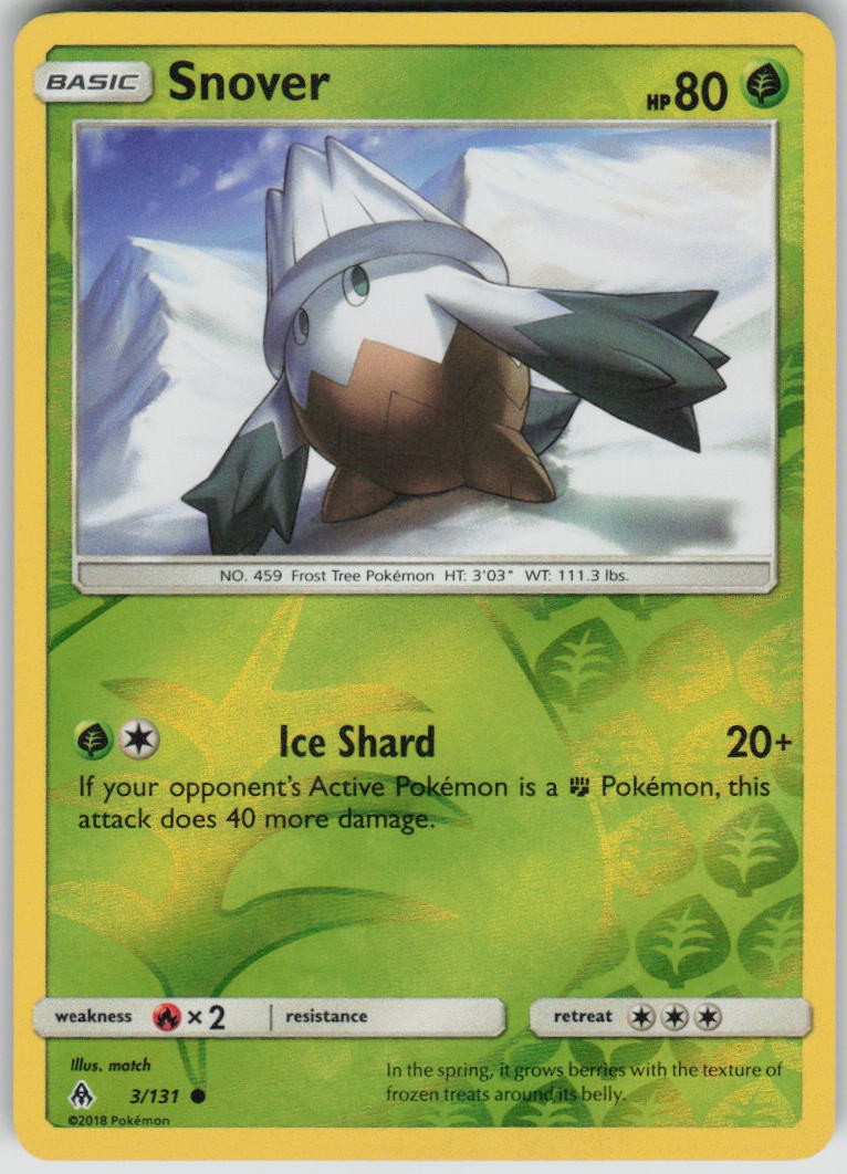 Pokemon Snover Reverse Holo Common SM - Forbidden Light 3/131 NM