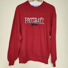 Top Threads Football Mom Red Sweatshirt Women’s Large Embroidered USA Made Vtg