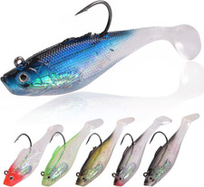 Pre-Rigged Jig Head Soft Fishing Lures, Paddle Tail Swimbaits for Bass Fishing