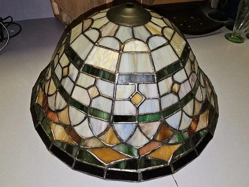Vintage Tiffany Style Lamp Shade Stained Glass Shade Ceiling Light Geomtric