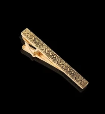 Ornate 14K Yellow Gold Over Tie Clip Estate Swirl Pattern,Men's Formal Accessory