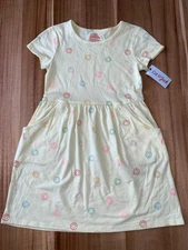 Cat & Jack Girls Yellow Smiley Face Dress Cotton/Polyester Size Medium 8