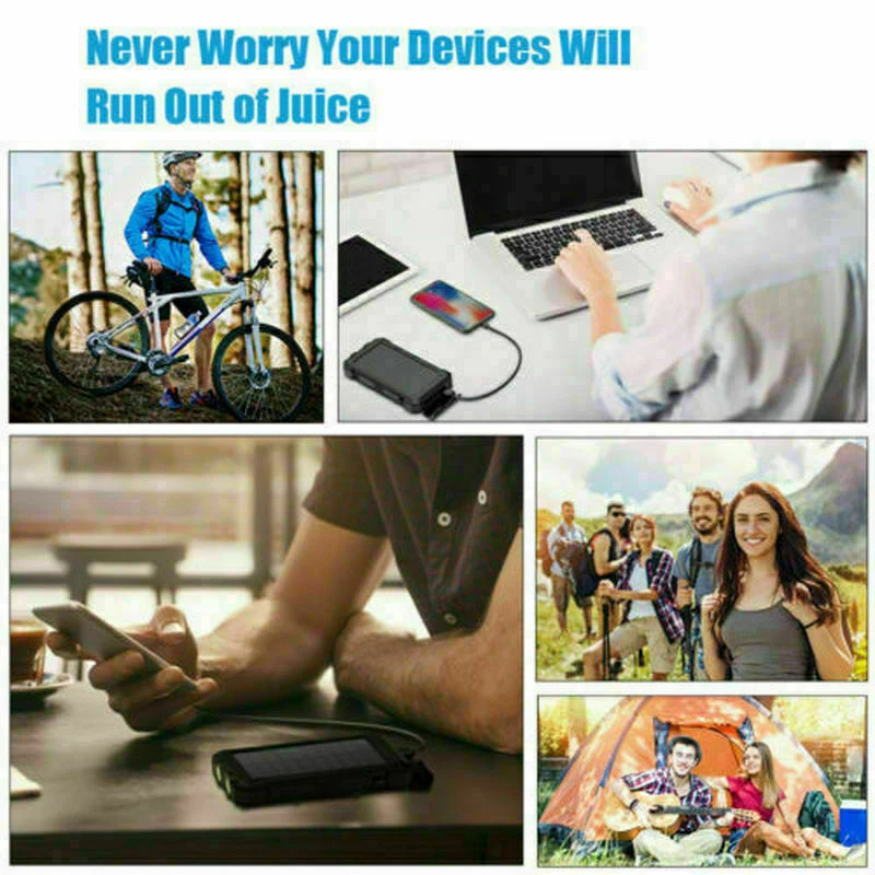 Зарядное устройство портативное 10000 мАч светодиодное двойной USB банк солнечной энергии для сотового телефона Android - Изображение 4 из 4