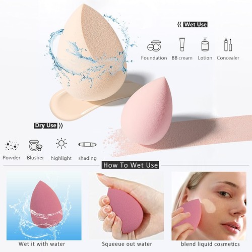 Set 4 pezzi con scatola fondotinta trucco spugna frullatore frullatore puff impeccabile liscio - Foto 2 di 5