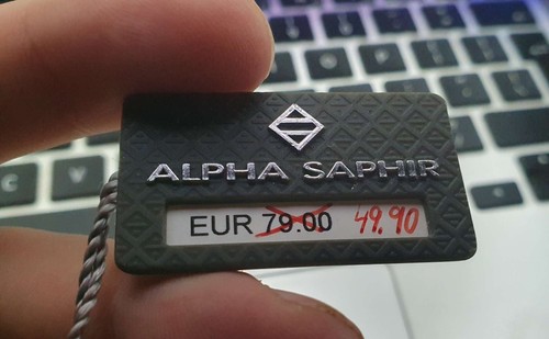 Alpha Saphir 50M WR St. Steel 37mm Quartz Mens Watch Uhr Montre - Foto 7 di 8
