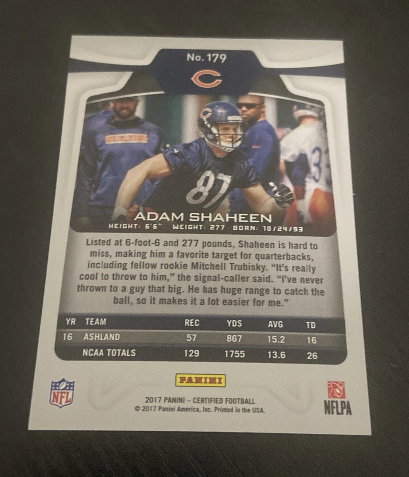 2017 Panini Certified - Rookies Mirror Red #179 Adam Shaheen /99 (RC) - Image 2 of 2