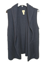 Chico's Navy Blue Open Front Ribbed Knit Draped Sweater Vest Womens Size 1 MD