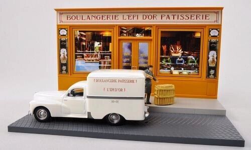 Diorama Peugeot 203 cube french Bakery with figure - 1:43 Diecast Model Car - Afbeelding 1 van 4