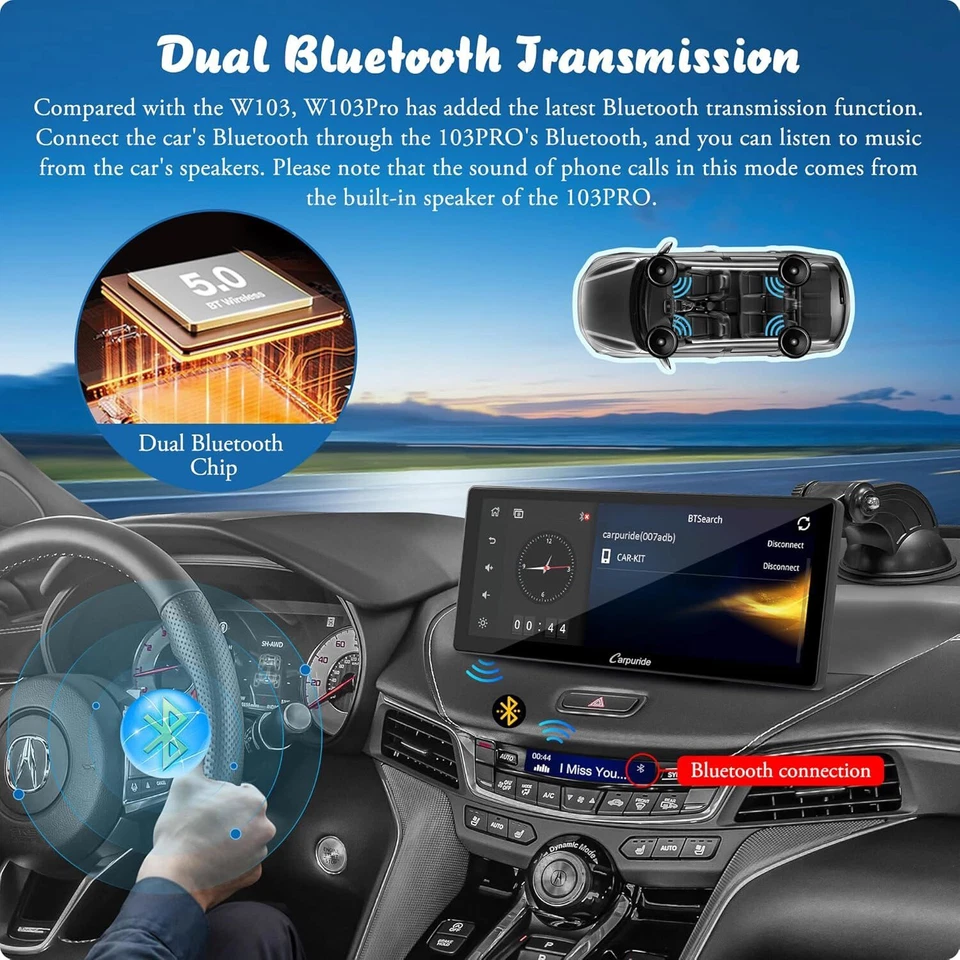Carpuride W103Pro Car Tragbares Autoradio Wireless Carplay Portable Android Auto - Bild 4 von 4