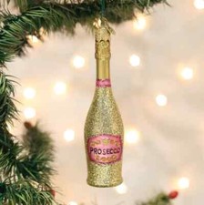 Old World Christmas PROSECCO BOTTLE 32643 Glass Ornament w/ OWC Box
