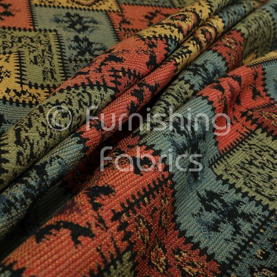 Kelim Patchwork Chenille schwarz grün orange blau Polster Möbelstoff