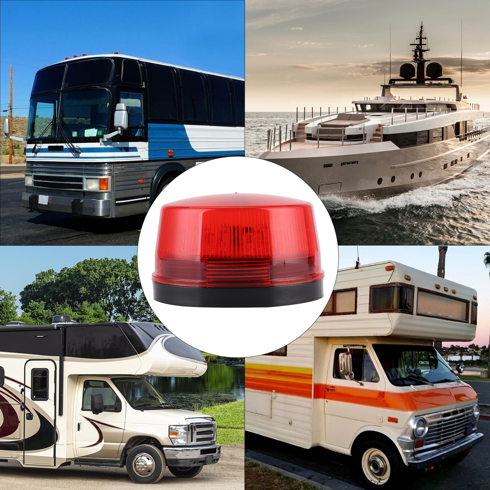 Car Auto Emergency Strobe LED Light Warning Signal Lamp DC12V Red Lens For RV