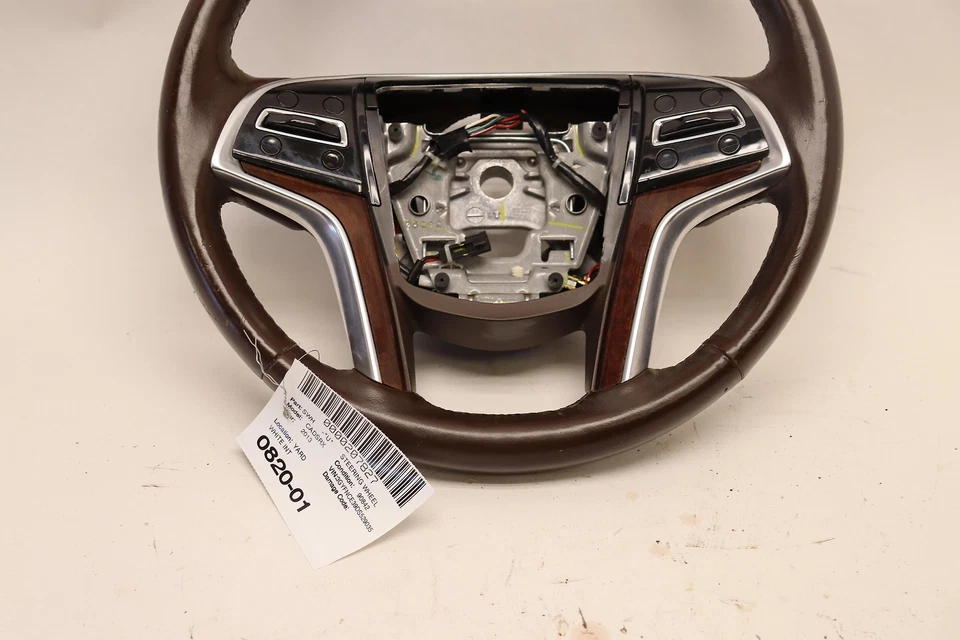 2013-2016 CADILLAC SRX STEERING WHEEL LEATHER BROWN W/ CONTROL SWITCH OEM - Image 3 of 4