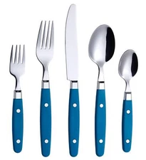 Silverware Set 20 Pieces Stainless Steel Color Handle With Rivet/Retro Flatwa...